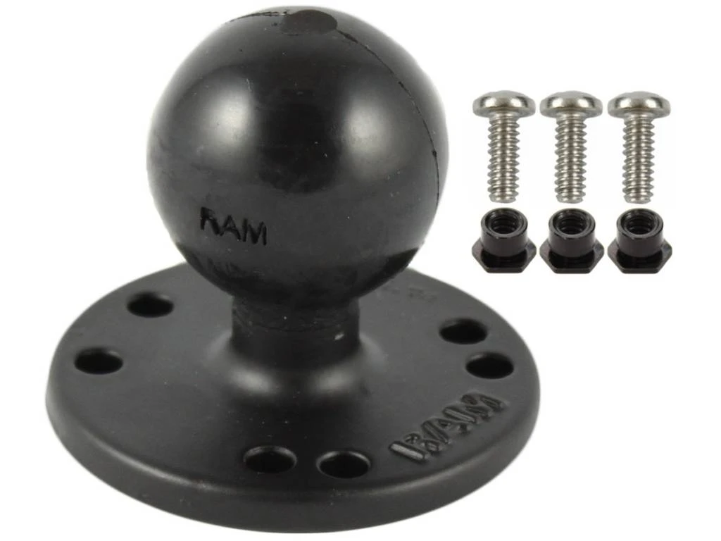 RAM Mounts 2.5" Round Base AMPs Hole Pattern 1.5" Ball Garmin Fishfinders 1 RAM Mounts 2.5" Round Base AMPs Hole Pattern 1.5" Ball Garmin Fishfinders